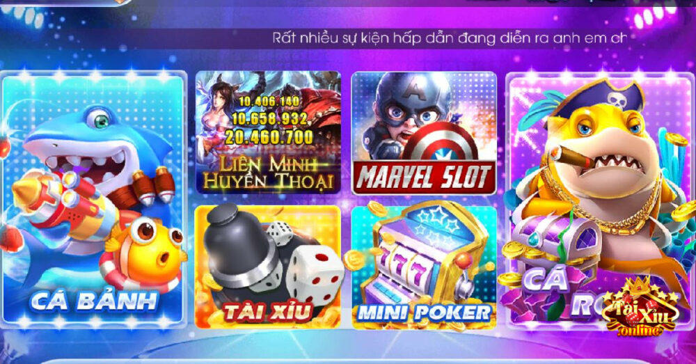 Những trò chơi có tại cổng game Liên Minh Bắn Cá 